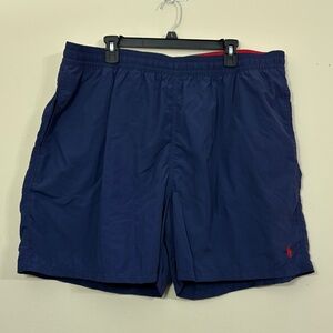 Polo by Ralph Lauren Blue Swim Trunks men’s 3XB elastic waistband red cl